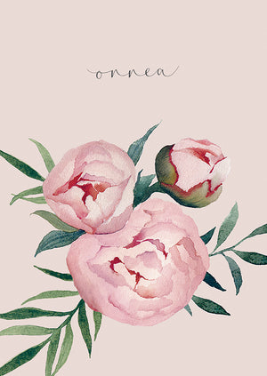 2-osainen kortti Henna Adel - Pioni, onnea