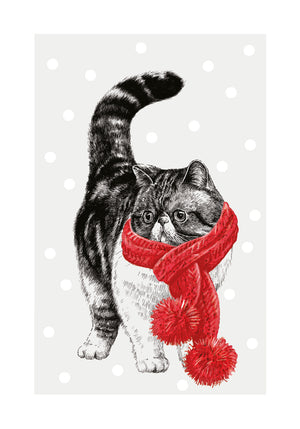 2-osainen joulukortti The Art File - Xmas Tabby Cat