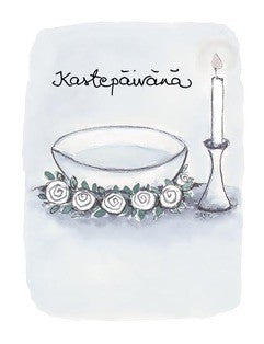 2-osainen kortti Sari's Artwork - Kastemalja, kastepäivänä