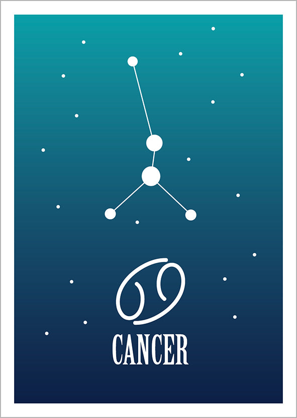 Kohopainettu postikortti - Cancer / Rapu
